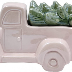 Obiect decorativ de Craciun Casaido, roz/verde, ceramica, 10,7 x 24 cm