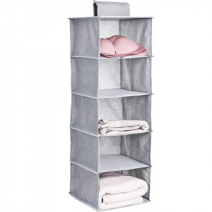 Organizator cu 5 compartimente Kyylz, poliester, gri, 27 x 27 x 90 cm