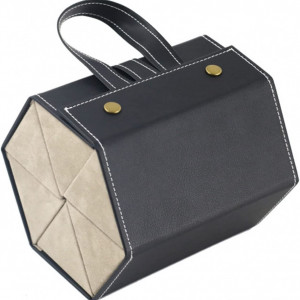 Organizator pentru 6 perechi de ochelari de soare Suewidfay, PU, negru/gri, 17 x 11,7 cm