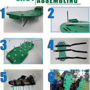 Pantofi aerator de gazon EEIEER, nailon/plastic/metal, verde, 29,72 x 12,95 x 0,58 cm