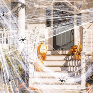 Panza de paianjen pentru Halloween Cymas, PVC, negru, 245 x 48 cm