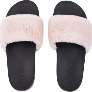 Papuci de blana FITORY, EVA/plus, negru/roz, 38