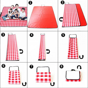 Patura pentru picnic Smilbaley, PVC, roz/alb, 150 x 200 cm