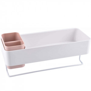 Raft de depozitare, plastic/metal, alb, 33 x 13 x 14,4 cm