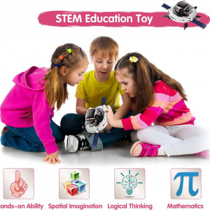 Robot educational cu incarcare solara 6 in 1 Batlofty, ABS, alb/negru/rosu, 24 x 18 x 6,3 cm