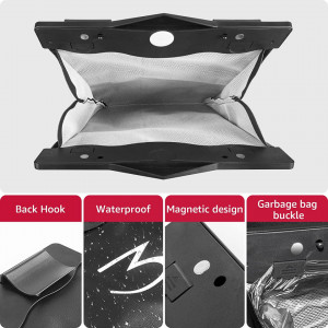 Sac de gunoi auto model Tesla 3 BASENOR, LED, piele sintetica, negru