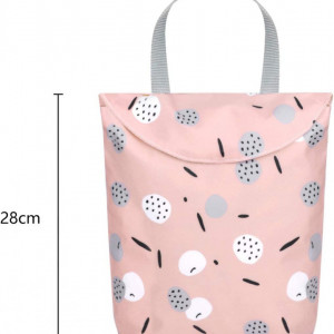 Sac pentru scutecele bebelusului OhMill, poliester, roz, 28 x 27 x 23 cm