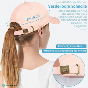 Sapca de baseball HASAGEI, bumbac, roz, unisex, reglabila, 52-60 cm