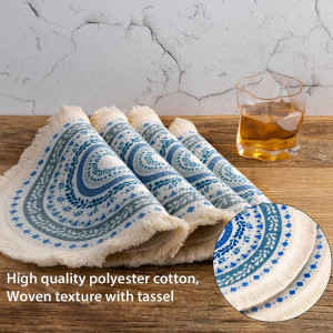 Set 4 naproane pentru farfurii VINILITE , bumbac/poliester, alb/albastru, lavabil, 33cm