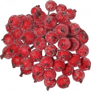 Set 400 fructe de padure artificiale EKKONG, spuma, rosu, 15 cm