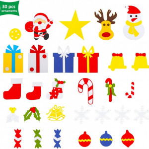 Set brad de Craciun cu 30 de ornamente detasabile TKLake, pasla, multicolor,