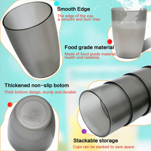 Set de 10 pahare Kazaigou, plastic, gri, 370 ml, 11 x 7,9 x 5,5 cm