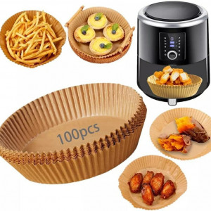 Set de 100 hartii de copt pentru friteuza VIDOELETTRONICA, maro, 16 x 4,5 cm