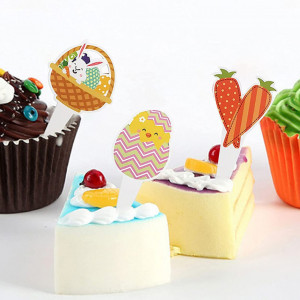 Set de 12 decoratiuni pentru prajituri de Paste HEIGOO, hartie, multicolor, 11 cm
