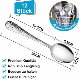 Set de 12 linguri HaWare, otel inoxidabil, argintiu, 20 x 4 cm