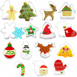 Set de 15 forme pentru biscuiti ZSWQ, otel inoxidabil, argintiu