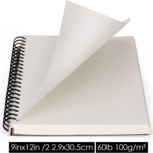 Set de 2 blocuri de foi pentru schite AGPtEK, hartie, alb, 23 x 30 cm