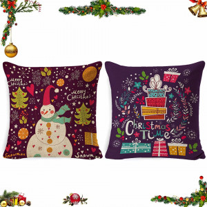 Set de 2 fete de perna model Craciun Shengruili, bumbac, multicolor, 45 x 45 cm