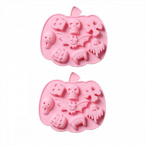 Set de 2 forme pentru bomboane de Halloween PAOLA BOLSSOM, silicon, roz, 20 x 25 cm
