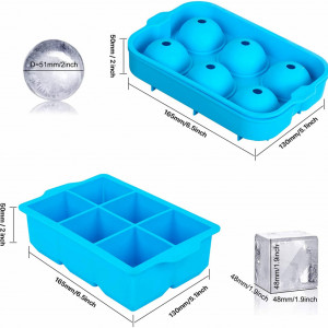 Set de 2 forme pentru cuburi de gheata QcoQce, silicon, albastru, 16,5 x 13 x 5 cm