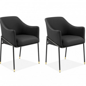 Set de 2 fotolii Ikast Alt, piele sintetica/metal, negru, 59,5x56x82 cm