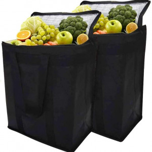 Set de 2 genti termice Yongzhenlite, tesatura, negru, 30 x 16 x 35 cm