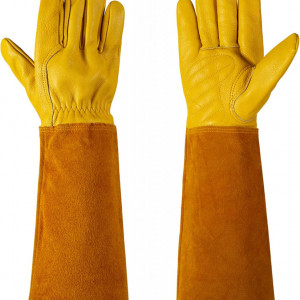 Set de 2 manusi pentru gradinarit LingLuoFang, galben, piele, S