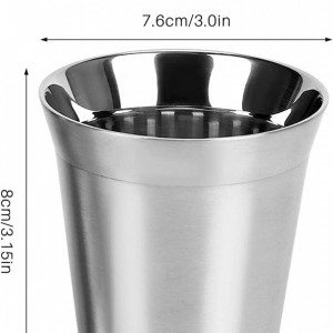 Set de 2 pahare de cafea Coairrwy, otel inoxidabil, argintiu, 160 ml, 8 x 7,6 cm