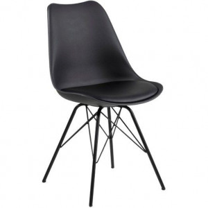 Set de 2 scaune din material sintetic Eris, Negre