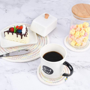 Set de 2 suporturi pentru cana/castron DAFROH, bumbac, rotund, multicolor, 12 cm / 18 cm