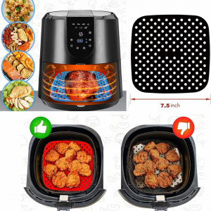 Set de 2 tampoane pentru friteuza cu aer Yizemay, silicon, rosu/negru, 19/21,6 cm