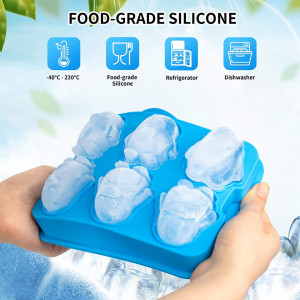 Set de 2 tavi pentru cuburi de gheata M8C, silicon, albastru, 18 x 13 x 5 cm
