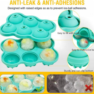 Set de 2 tavi pentru cuburi de gheata sferice Theuwnee®, silicon, verde, 18,5 x 14 cm