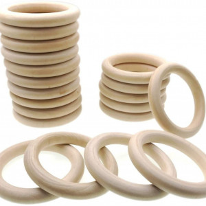 Set de 20 inele pentru mestesuguri JZK, lemn, natur, 10 cm