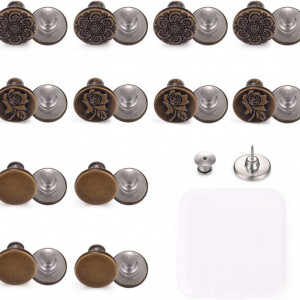 Set de 24 nasturi Ftieemlovde, aliaj de zinc, maro/argintiu, 17 x 15 mm