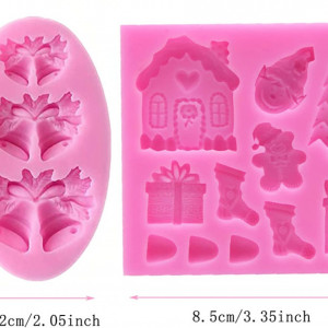 Set de 3 forme pentru bomboane DYWW, silicon, roz, 9 x 5,2 cm / 8,5 x 8,2 cm