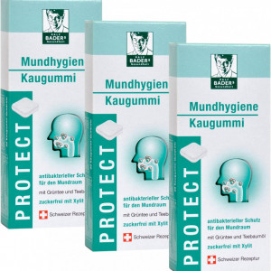 Set de 3 pachete de guma de mestecat BADERs Gesundheit , menta, alb, 3 x 20 pastile, 150 g