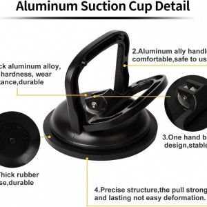 Set de 3 ventuze de aspiratie pentru ridicare ecran/parbriz SZILBZ, ABS, negru, 50 kg, 120 mm/ 55 mm