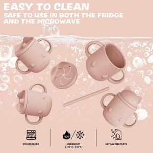 Set de 4 cani pentru bebelusi LYASIL, silicon, roz, 227 ml