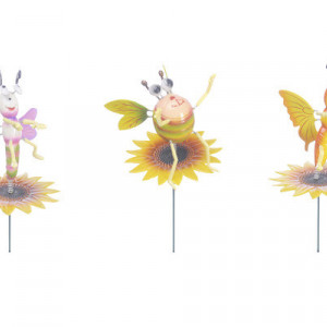 Set de 4 decoratiuni gradina Karll fluture/libelula/albina/broasca/pasare/furnica