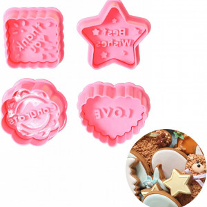 Set de 4 forme de prajituri Bavooty, plastic, roz