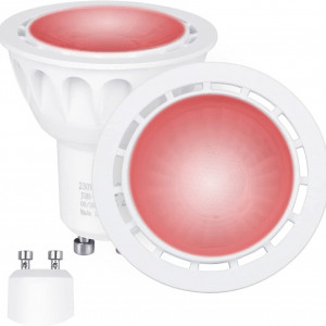 Set de 4 spoturi Yayza, GU10, LED, lumina rosie, 6W, MR16