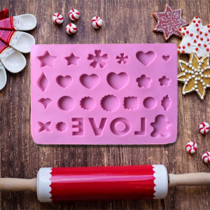 Set de 5 matrite pentru bomboane/ciocolata SIMUER, LOVE, silicon, multicolor, 25,5 x 20,3 cm