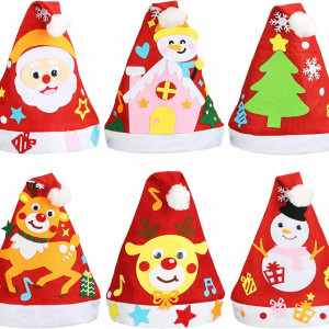 Set de 6 caciulite de Craciun pentru copii MEZOOM, pasla, multicolor, 27 x 36 cm