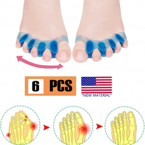 Set de 6 corectori pentru degetele de la picioare Pnrskter, gel, albastru, marime universala