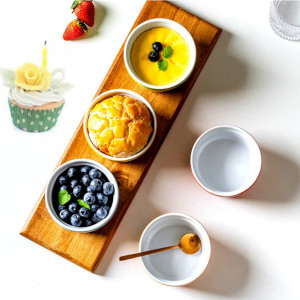 Set de 6 forme pentru sufleu Deyiis, ceramica, alb/albastru, 4 x 7 cm, 60 ml