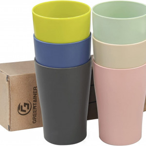Set de 6 pahare Greentainer, plastic, multicolor, 12,9 x 7,3 cm, 400 ml