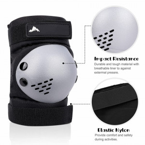 Set de 6 protectii pentru ciclism/patinaj GIEMIT, alb/negru, PVC/EVA, 6-13 ani, M