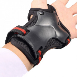 Set de 6 protectii pentru ciclism/patinaj SENLINRUI, plastic, rosu/negru, L
