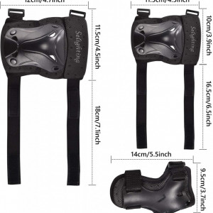 Set de 6 protectii pentru ciclism/patinaj Wildken, plastic/poliester, negru, L, 70-100 kg